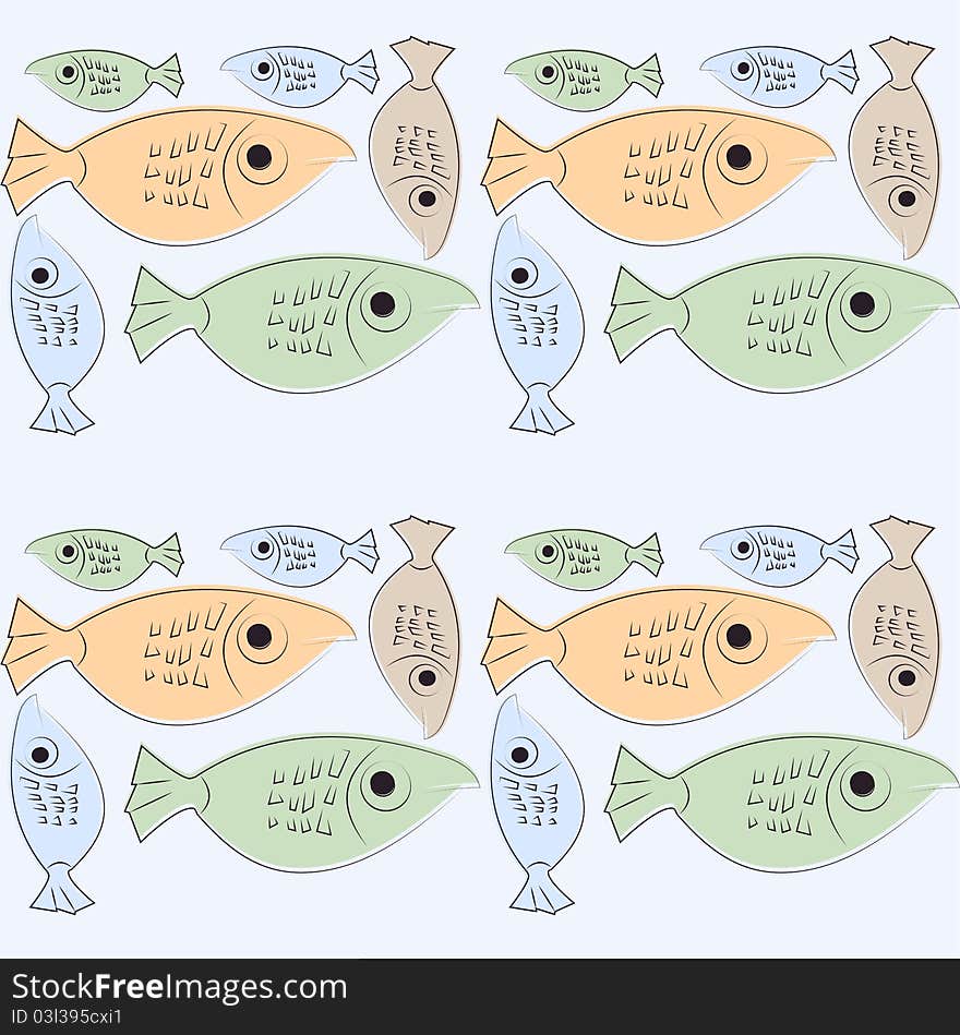 Retro styled seamless fish background. Retro styled seamless fish background