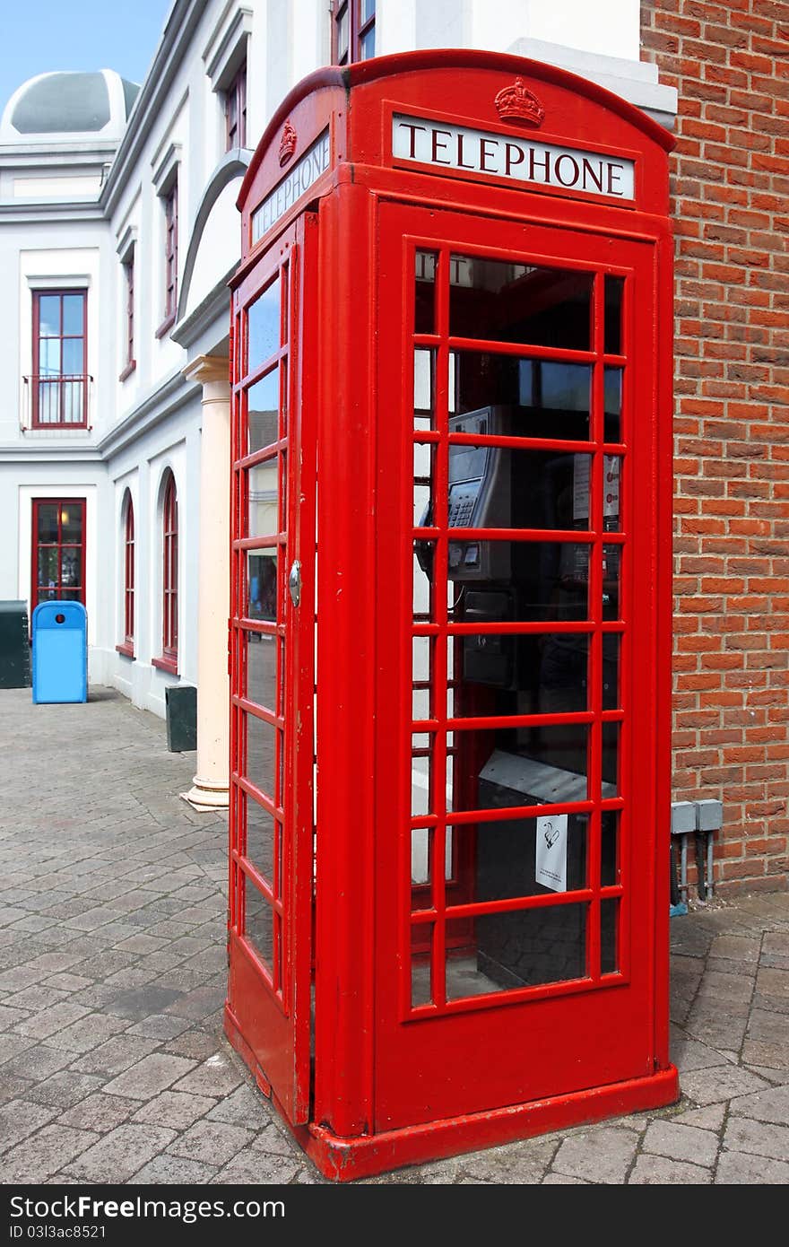 Traditional red telephone box in London