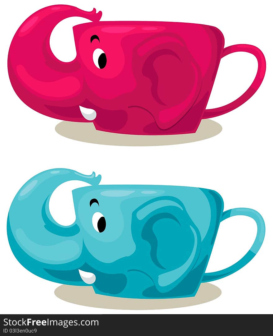 Illustration of isolated elephant cup on white background