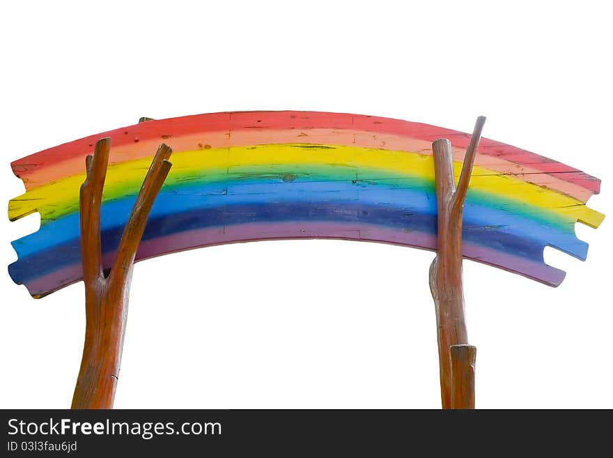 Rainbow colored wooden board isolated on white background. Rainbow colored wooden board isolated on white background