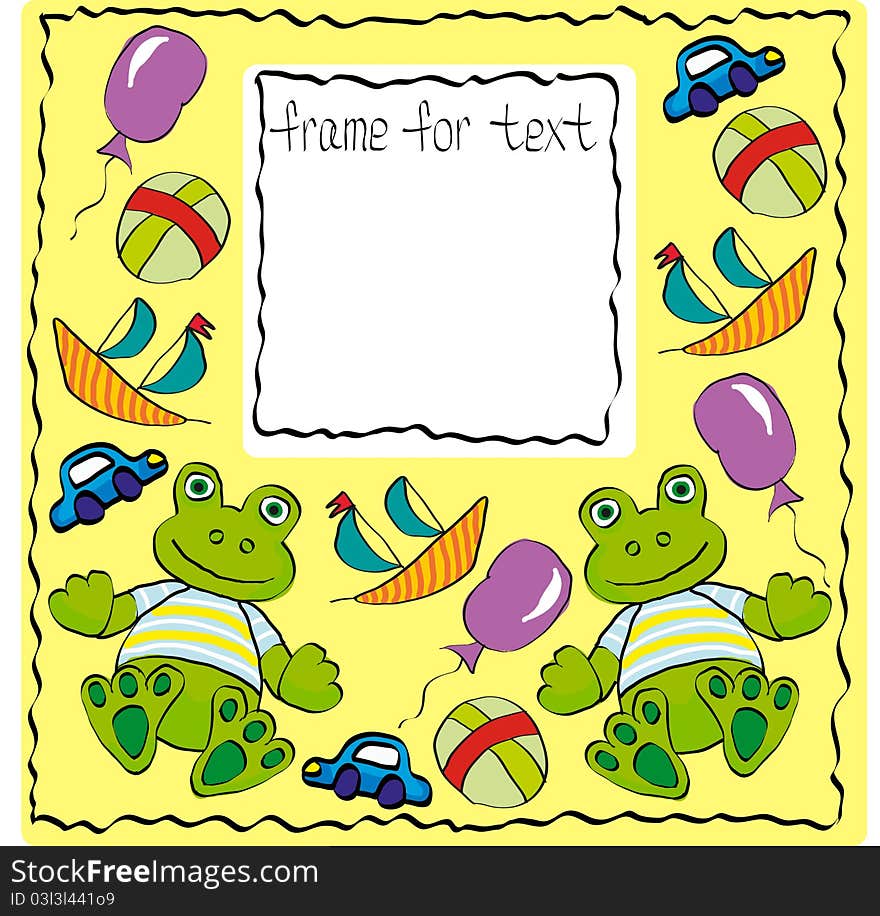 The Frame nursery with frog. The Vector illustration. The Frame nursery with frog. The Vector illustration.