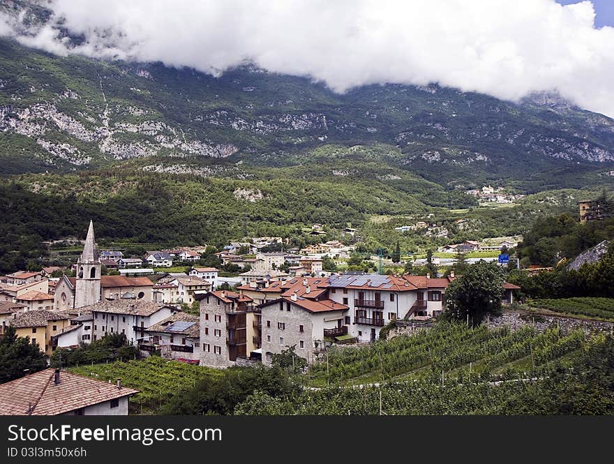 Typical village in the northern Italy mountains next to the city Trento. Typical village in the northern Italy mountains next to the city Trento