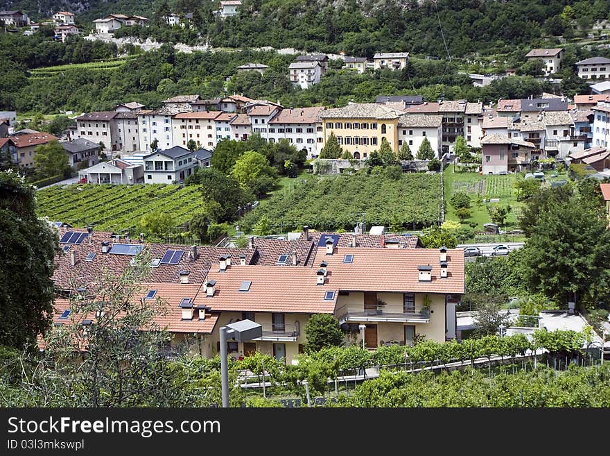 Typical village in the northern Italy next to the city Trento. Typical village in the northern Italy next to the city Trento