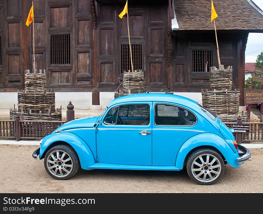 Old Car And Temple