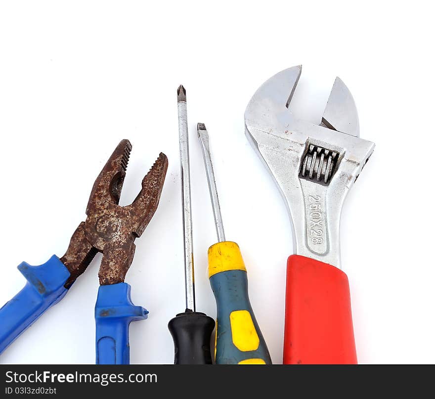 Old Tool set on white background