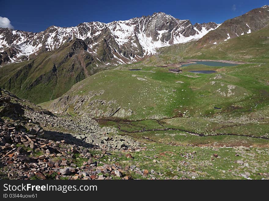 Black Lake at 2386 meters on the sea-level near Gavia Pass, Brixia province, Lombardy region, Italy