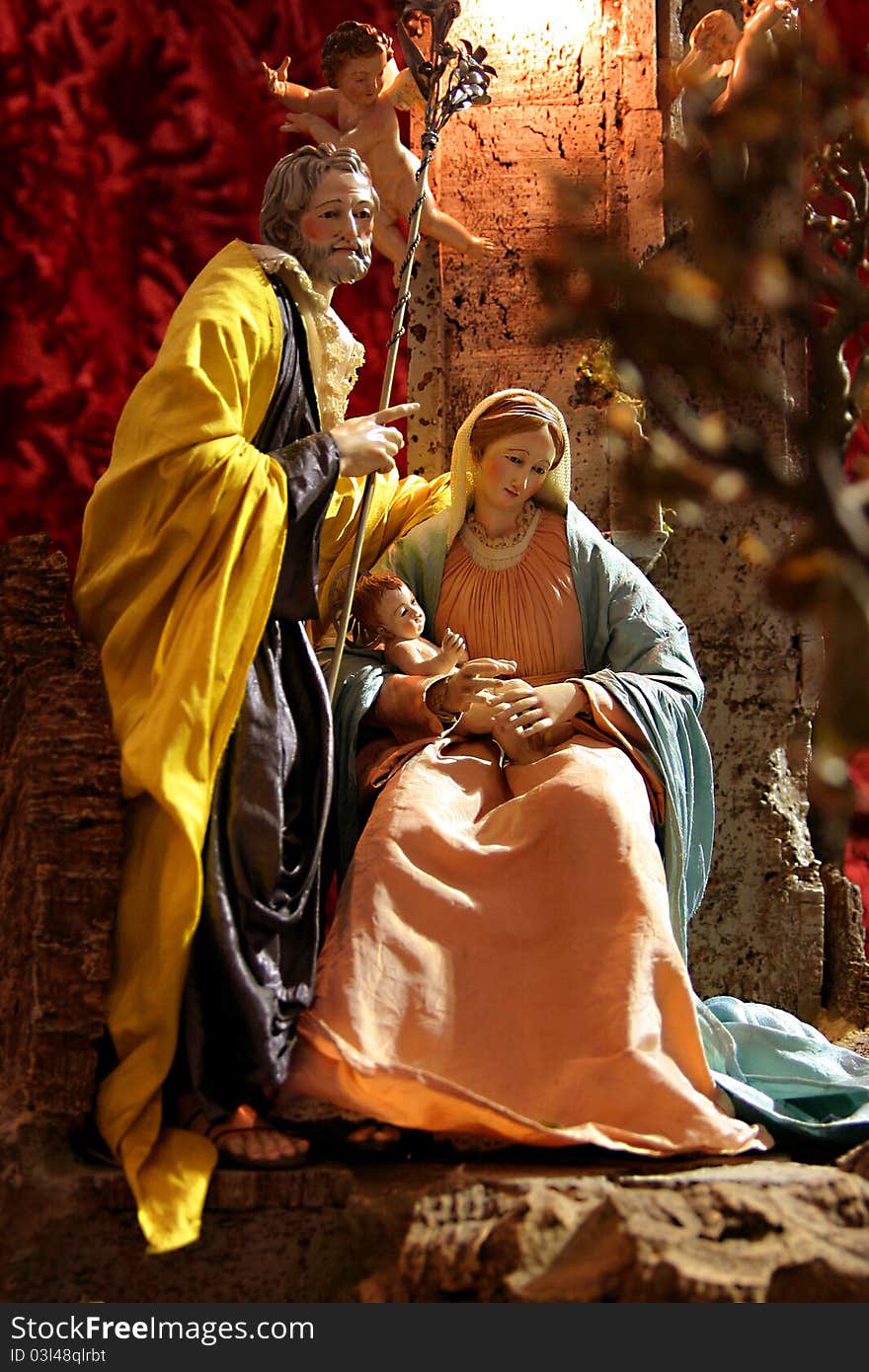 Nativity inside typical Neapolitan Christmas crib