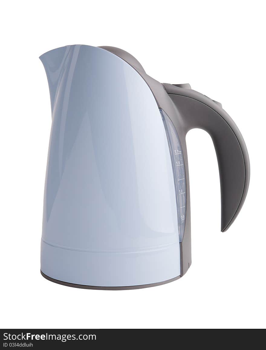 Blue kettle, isolated on white