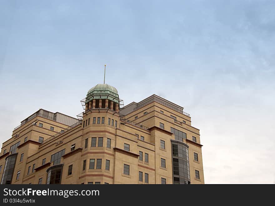 A Modern Office Block with a dome as a feature. A Modern Office Block with a dome as a feature