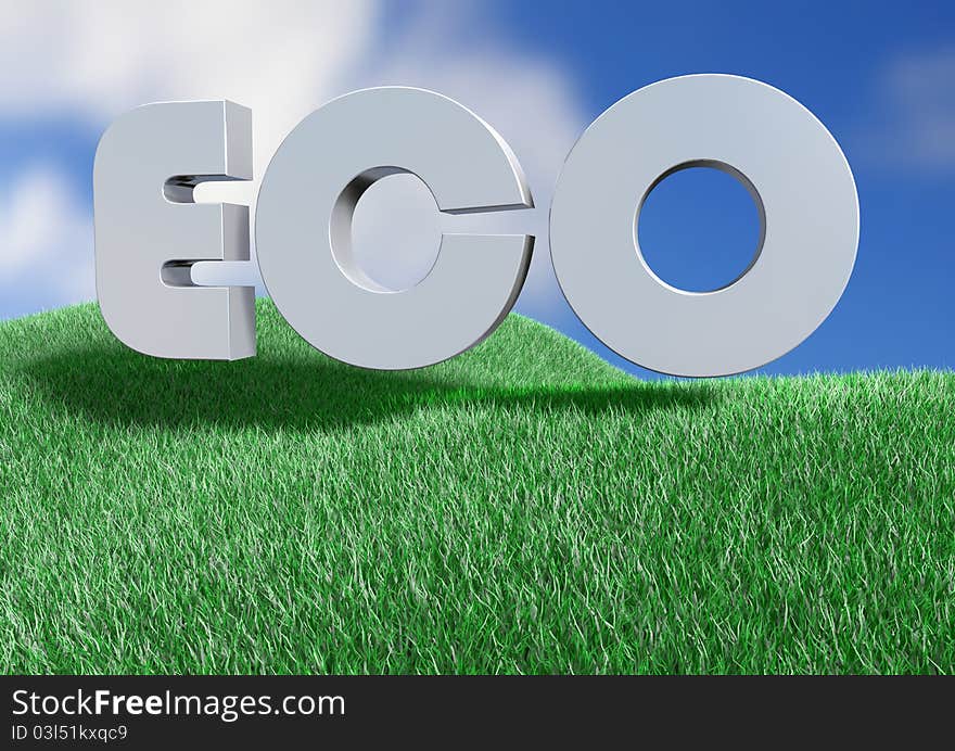 Eco letters on a grass field