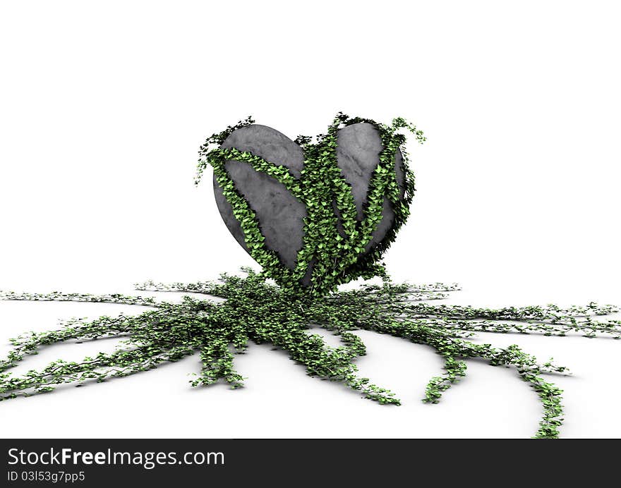 Heart overgrown with ivy