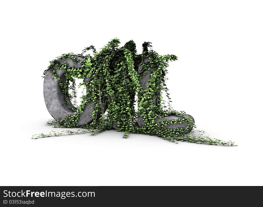 Render of oil letters overgrown with ivy, symbolizing the end of the oil industry. Render of oil letters overgrown with ivy, symbolizing the end of the oil industry.