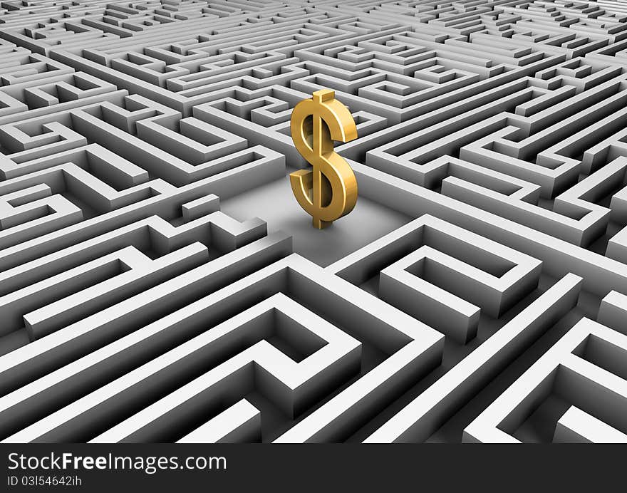 Dollar symbol in a maze