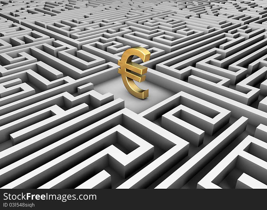 Euro symbol in a maze