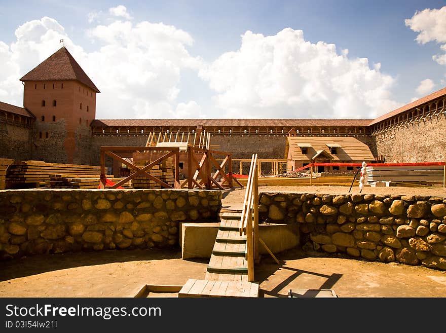 Restoration of an ancient castle of Gedimina (1323, the Grodno area, the Lead city, Belarus