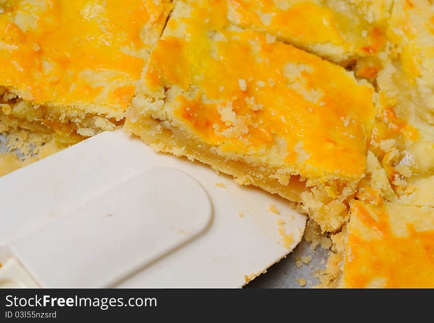 Macro shot of serving of delicious fresh banana tart. Macro shot of serving of delicious fresh banana tart.