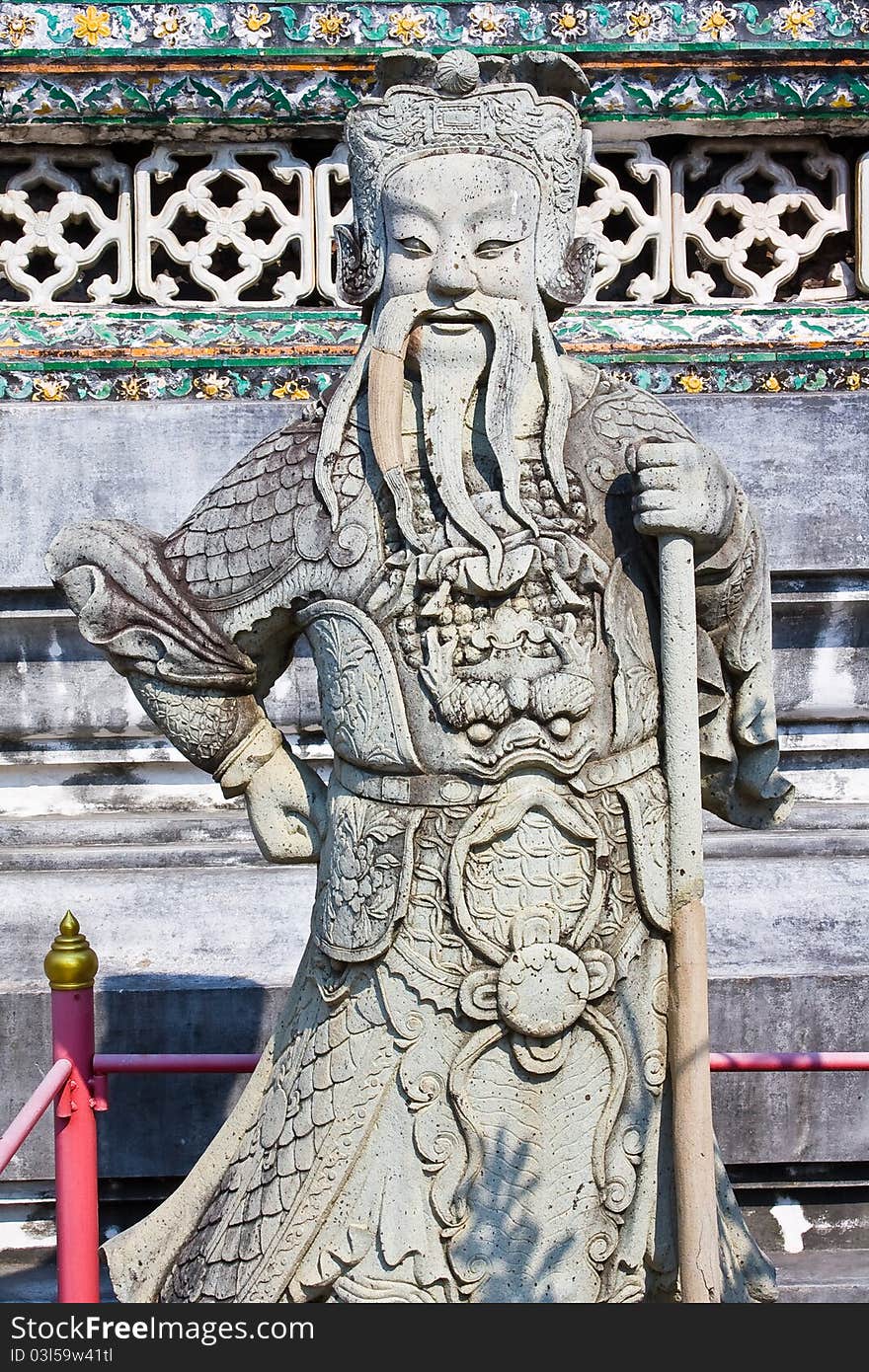 Ancient lord stone statue in Thailand Buddha temple