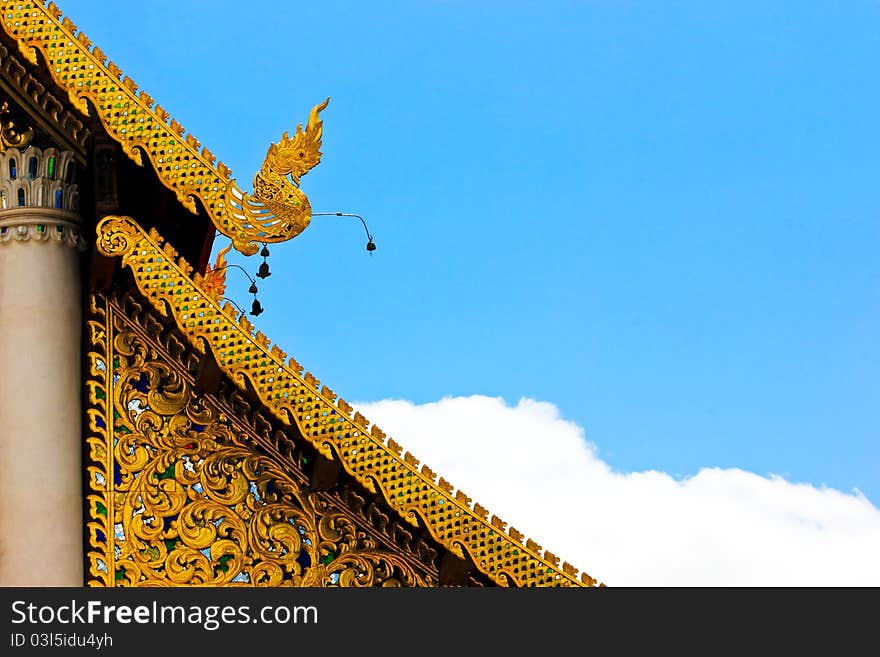 Patterns of wood, beautiful wood carvings on the gable apex