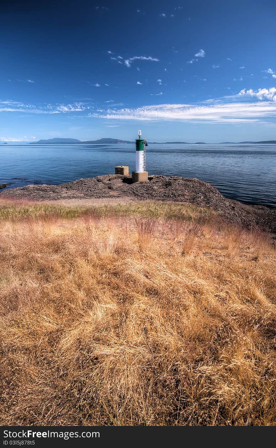 A navigation beacon on the shores of the  Canadian Gulf Islands, British Columbia