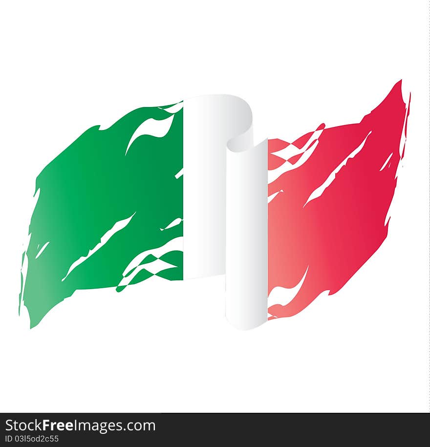 Torn and flapping flag of Italy to be used as a metaphorical concept. Torn and flapping flag of Italy to be used as a metaphorical concept