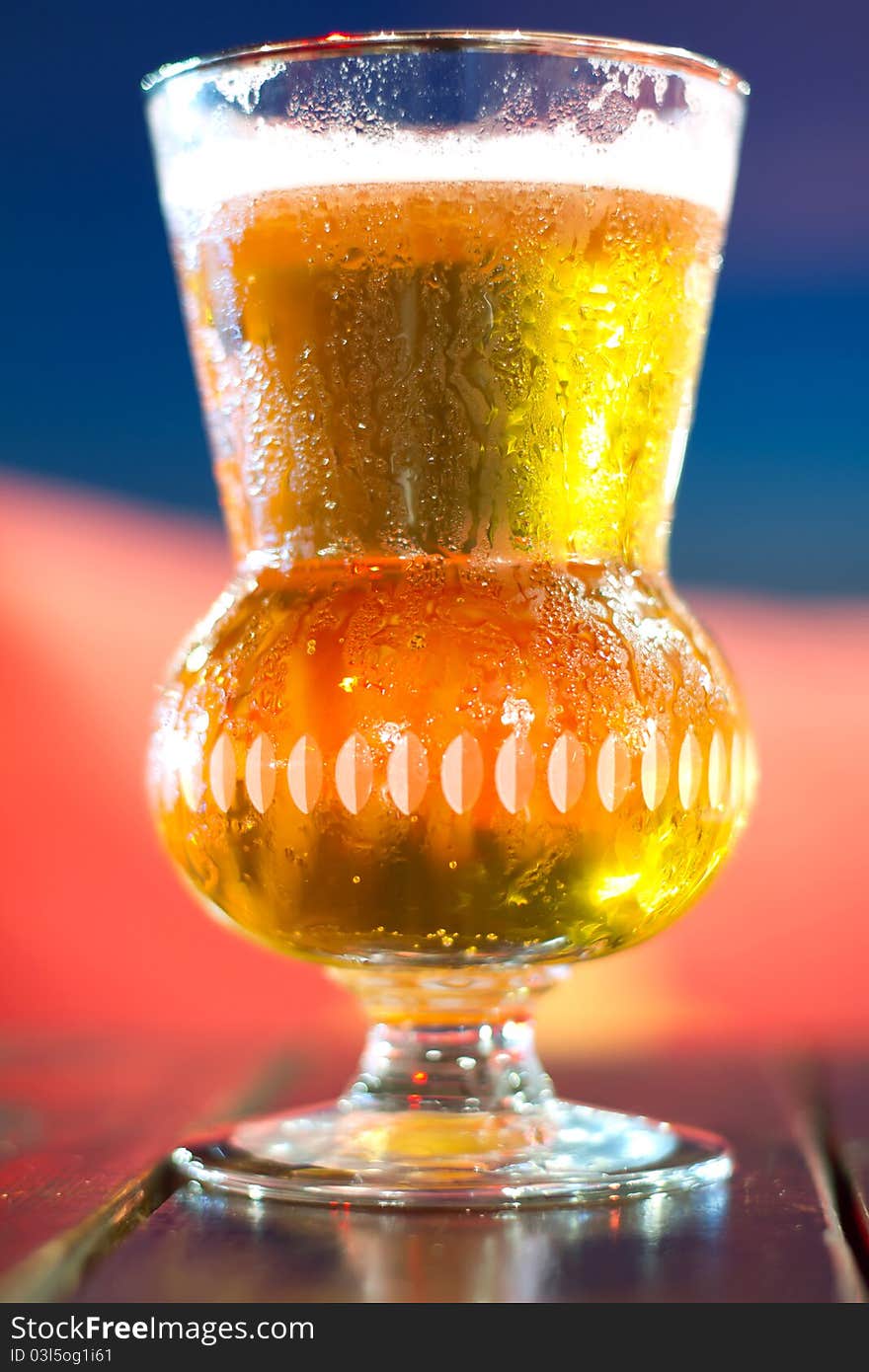 Beer glass on the table