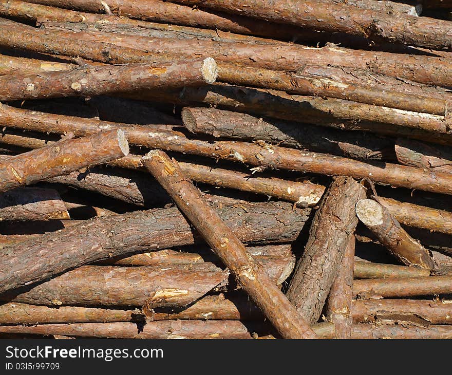 Blocks of wood at the stake as a background