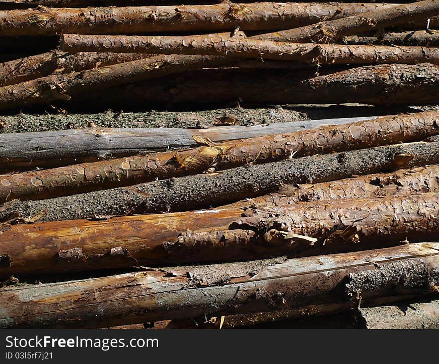 Blocks of wood at the stake as a background