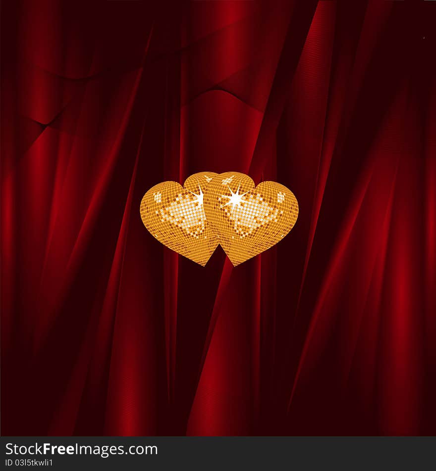 Gold valentine hearts