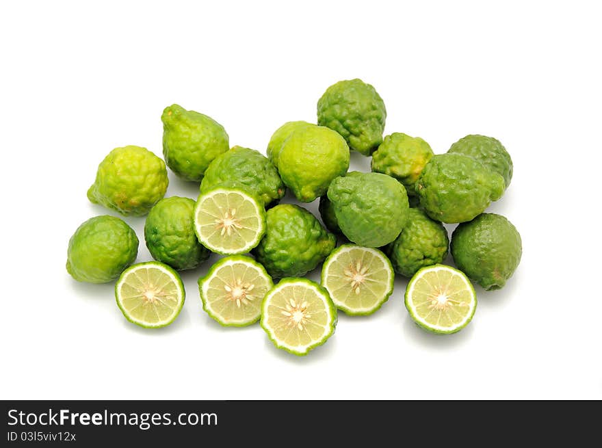 Fresh kaffir lime isolated on white background