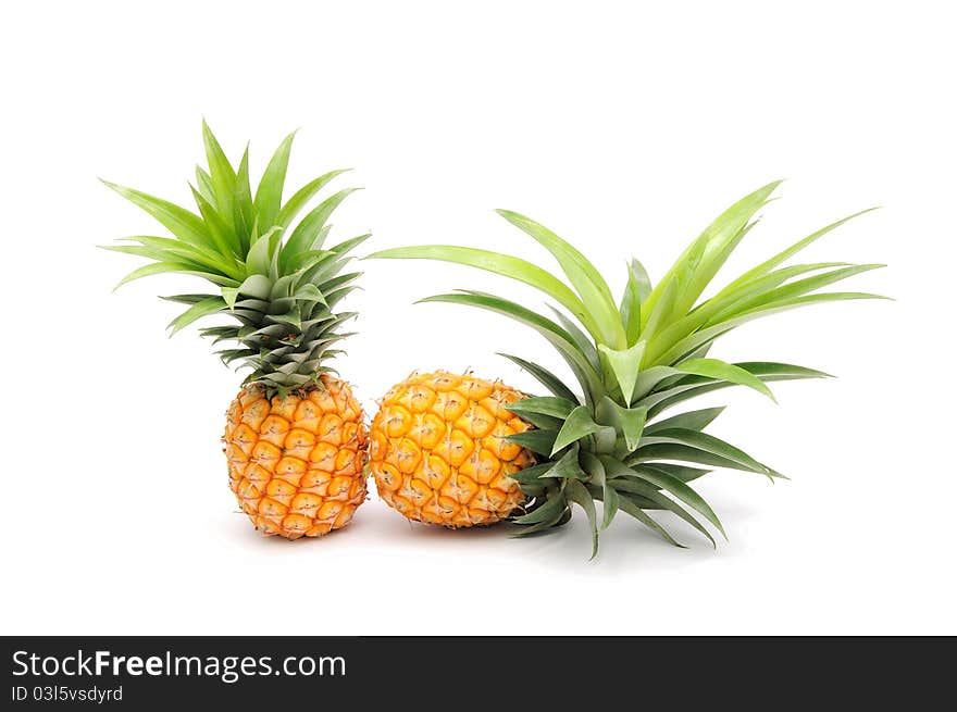 Pineapple with fresh green leaves