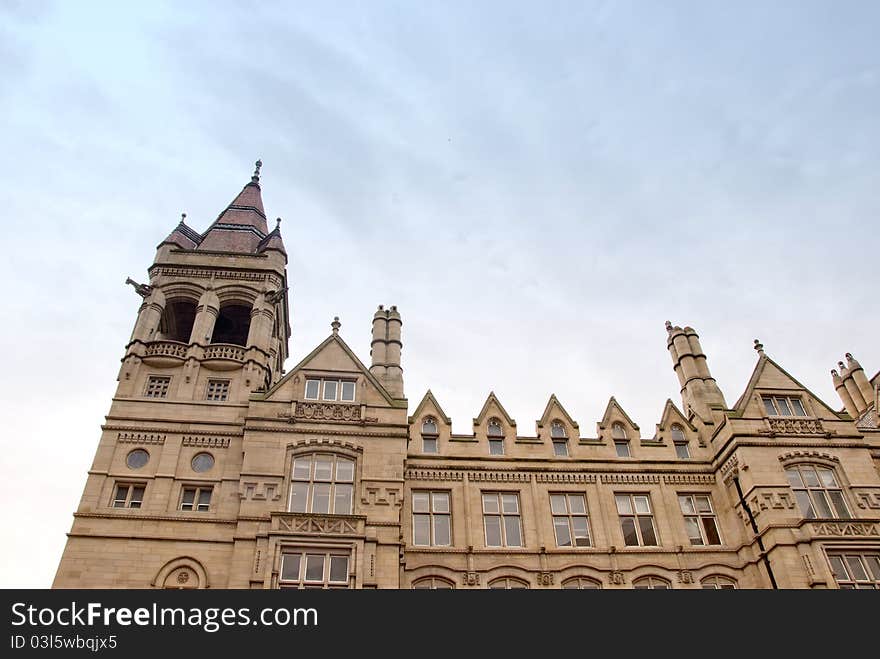 The Ornate Victorian Central Library in Leeds Yorkshire showing carved stone detail. The Ornate Victorian Central Library in Leeds Yorkshire showing carved stone detail