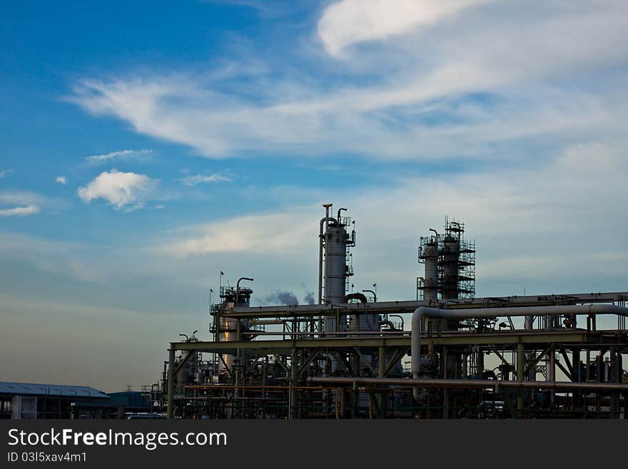 Pipe and tower in chemical factory. Pipe and tower in chemical factory