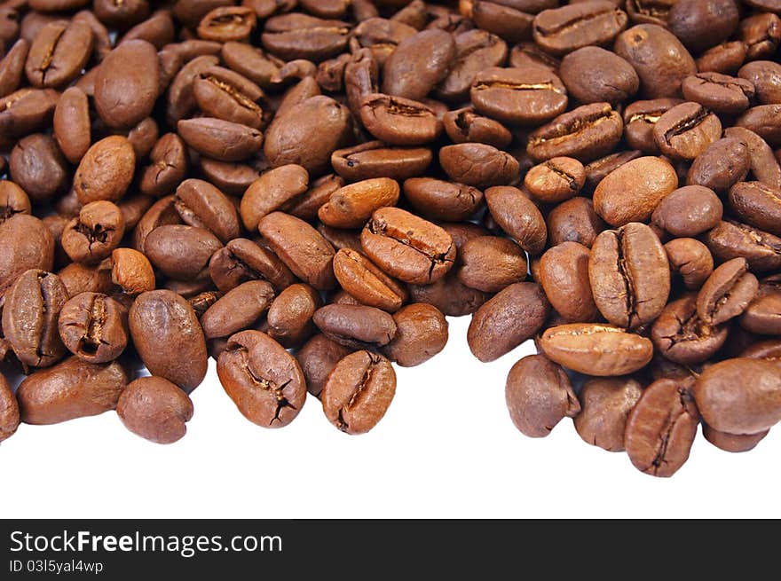 Many coffee beans as the backdrop