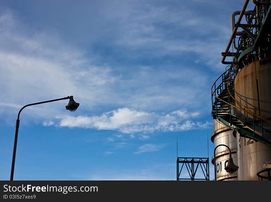 Storage tank on blue sky backgroung. Storage tank on blue sky backgroung