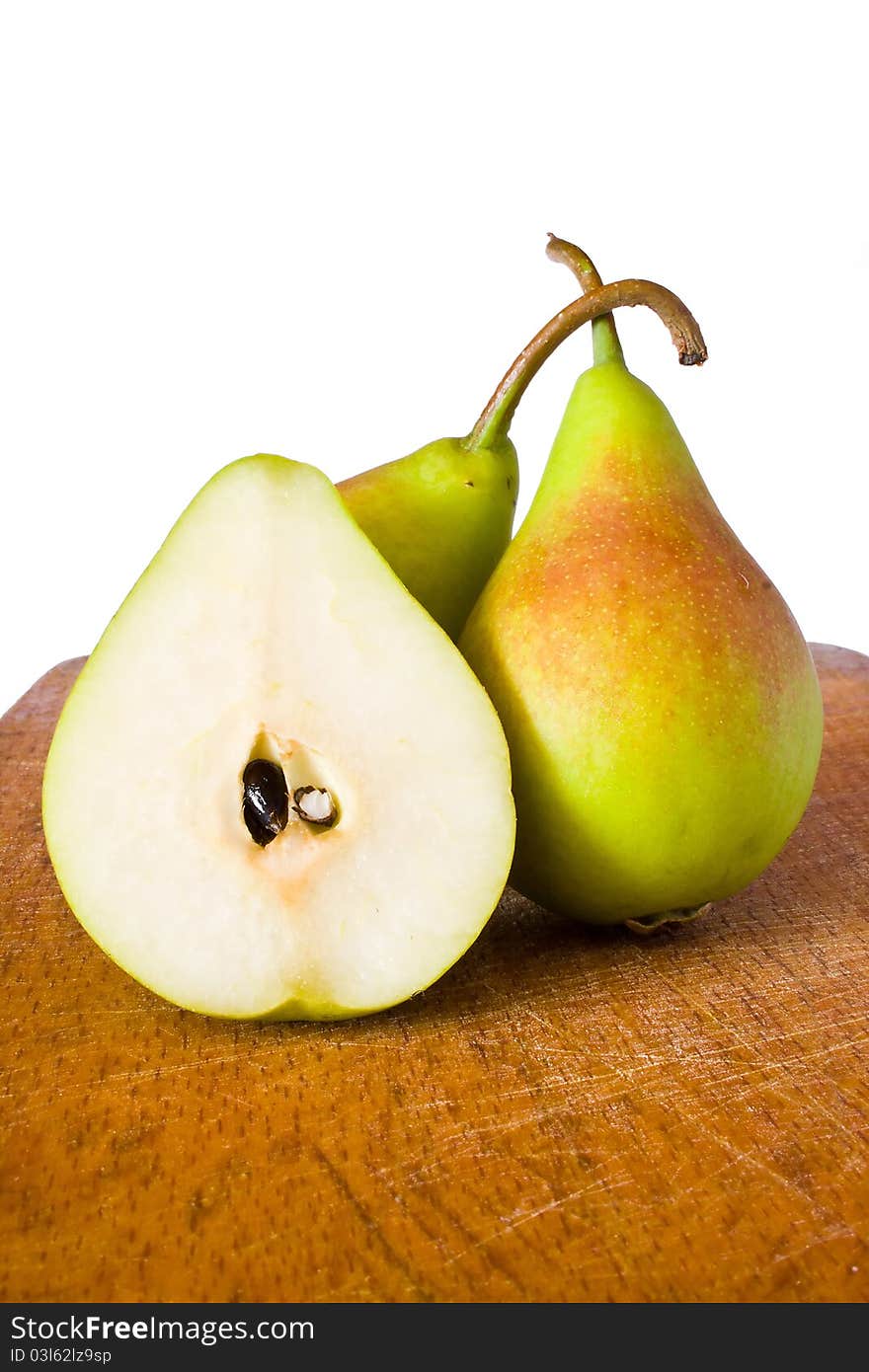 Pear on the wood table