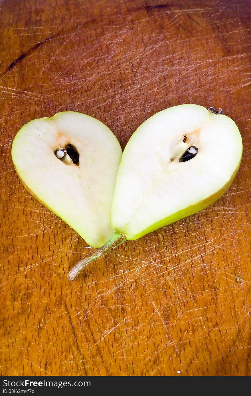 Pear on the wood table