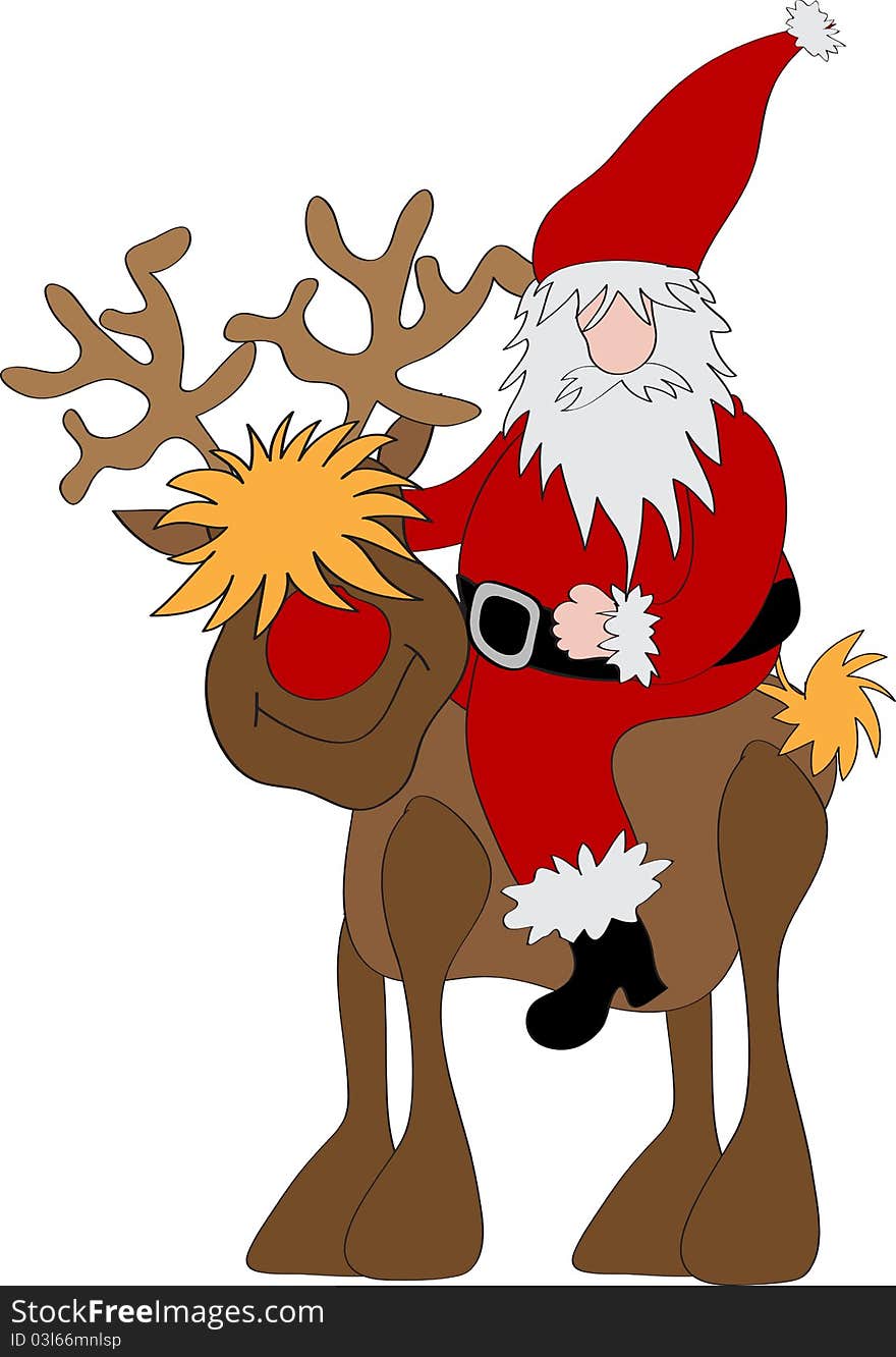 A Illustration of Santa Claus and his Reindeer. A Illustration of Santa Claus and his Reindeer