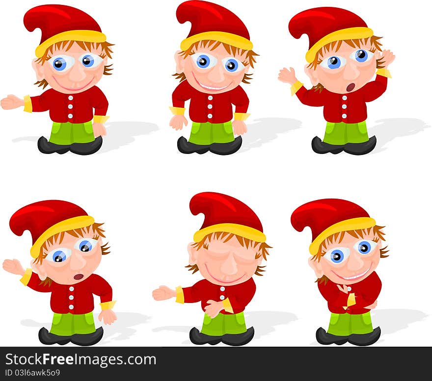 Set of a elf character poses A. Set of a elf character poses A