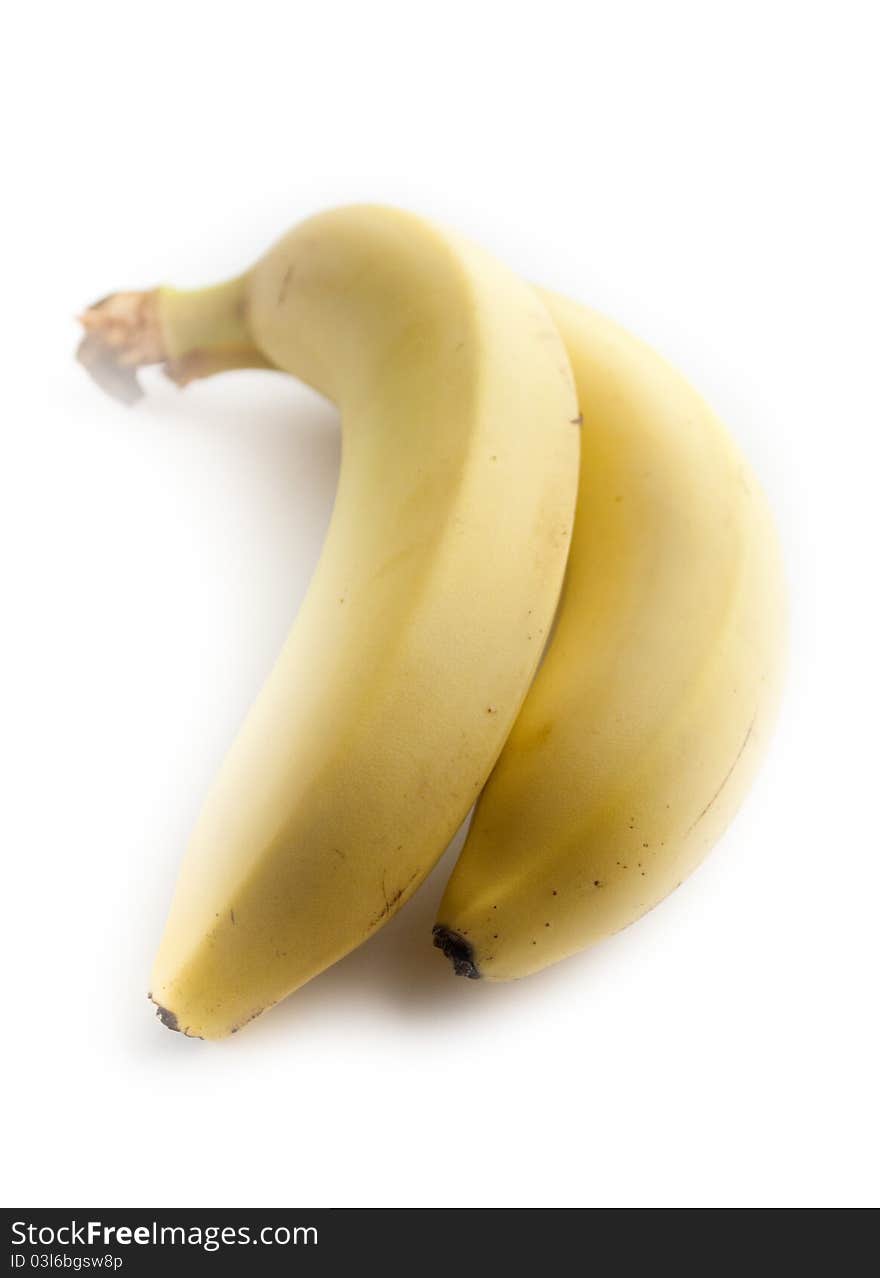 Two Bananas On White Background.