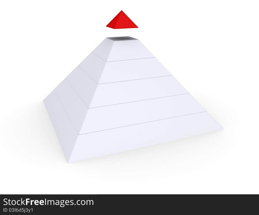 White pyramid with red top detached. White pyramid with red top detached