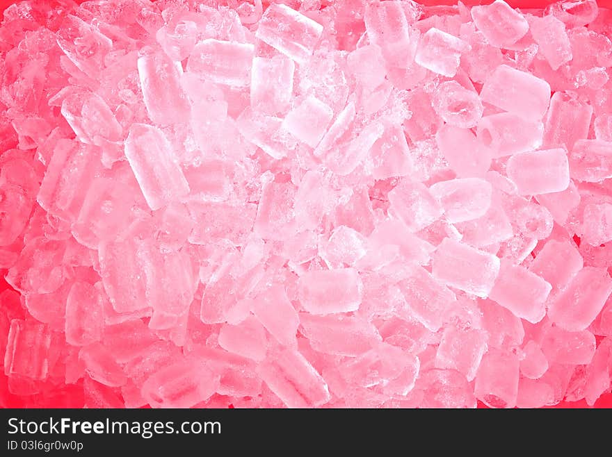 Background of red ice cubes