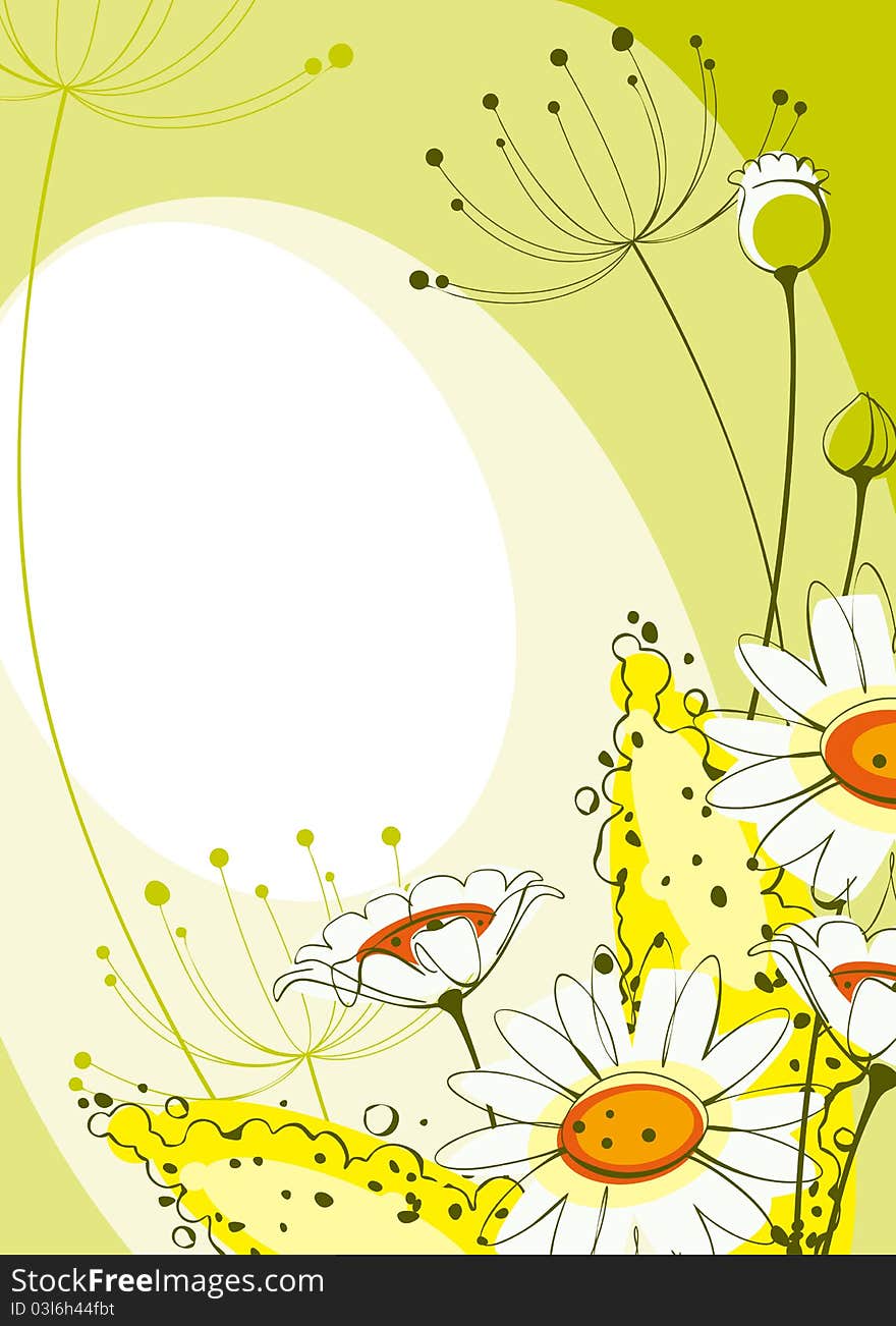 Postcard with daisies. Similar to portfolio