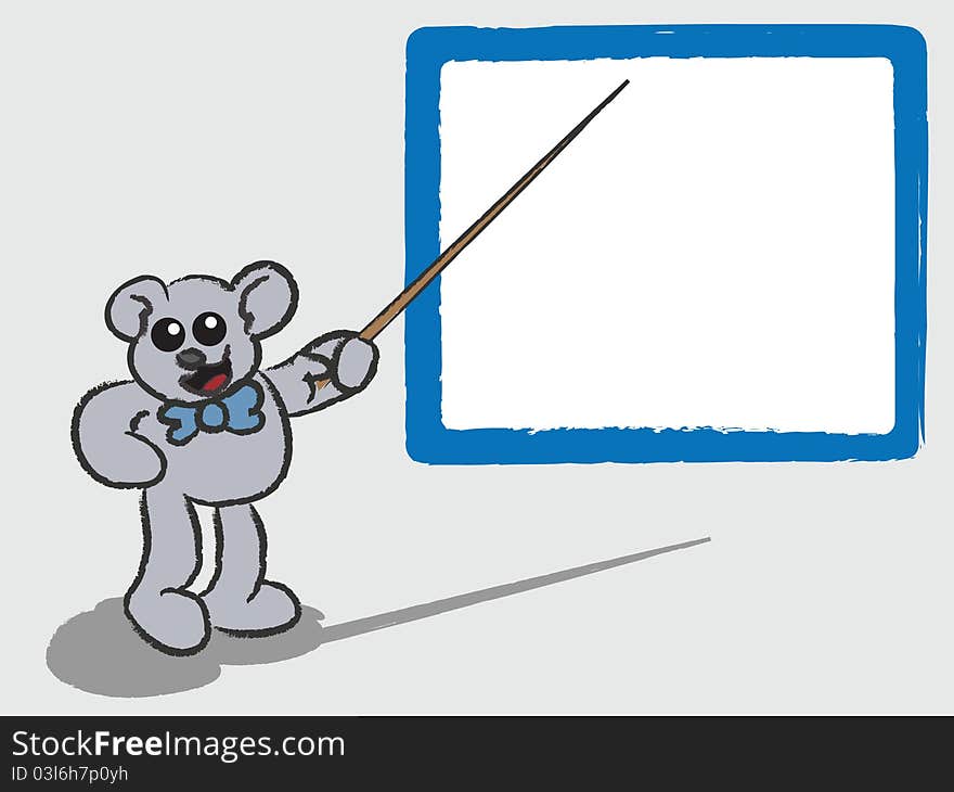 Cartoon Bear Teaching with Whiteboard