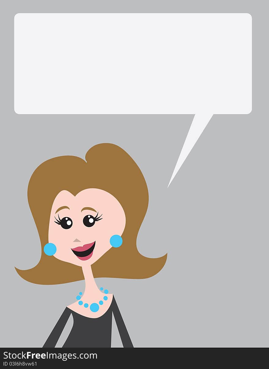 Woman talking with blank speech bubble above head. Woman talking with blank speech bubble above head.