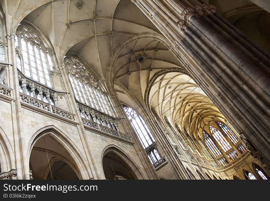 Indoor shot of the main arches and Vault in St. Vitus Cathedral, in Prague, Czech Republic. Photo taken on May, 2011. Indoor shot of the main arches and Vault in St. Vitus Cathedral, in Prague, Czech Republic. Photo taken on May, 2011