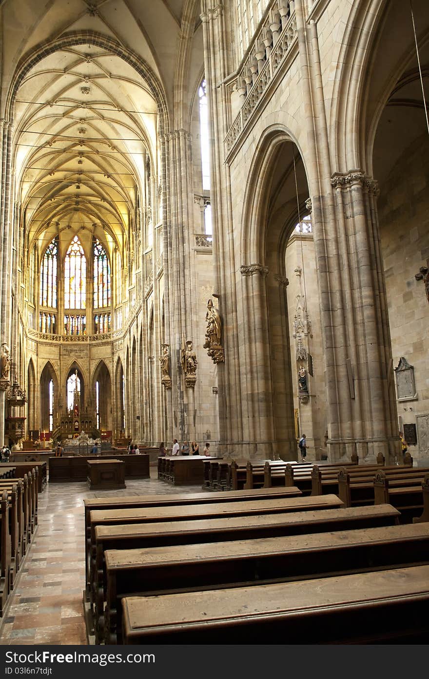 Indoor shot of the main nave and in St. Vitus Cathedral, in Prague, Czech Republic. Photo taken on May, 2011. Indoor shot of the main nave and in St. Vitus Cathedral, in Prague, Czech Republic. Photo taken on May, 2011