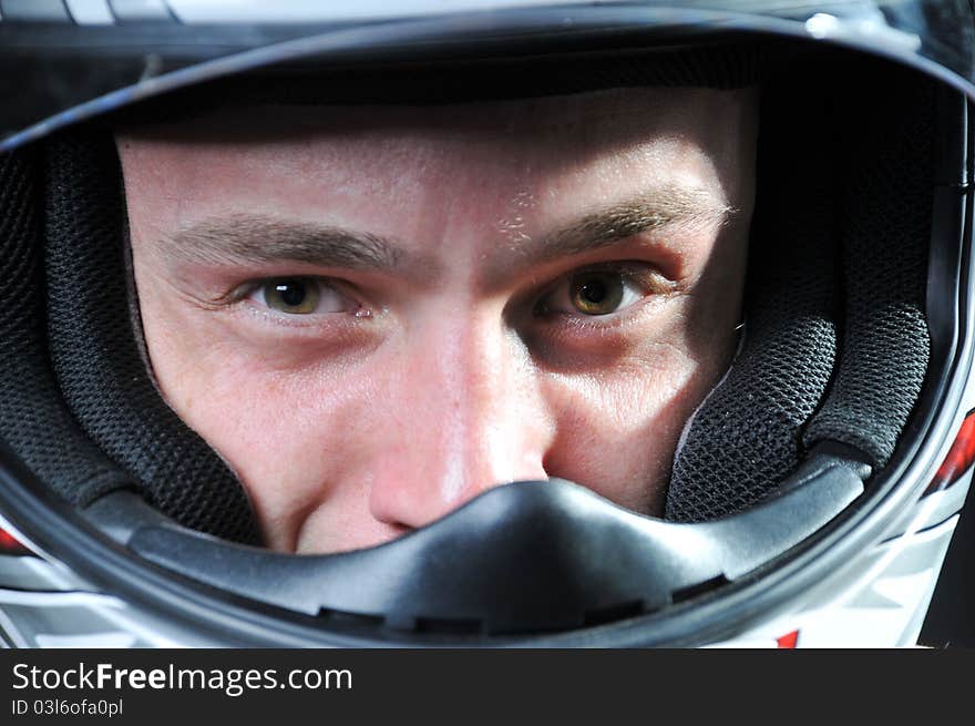 Male model in a helmet. Male model in a helmet