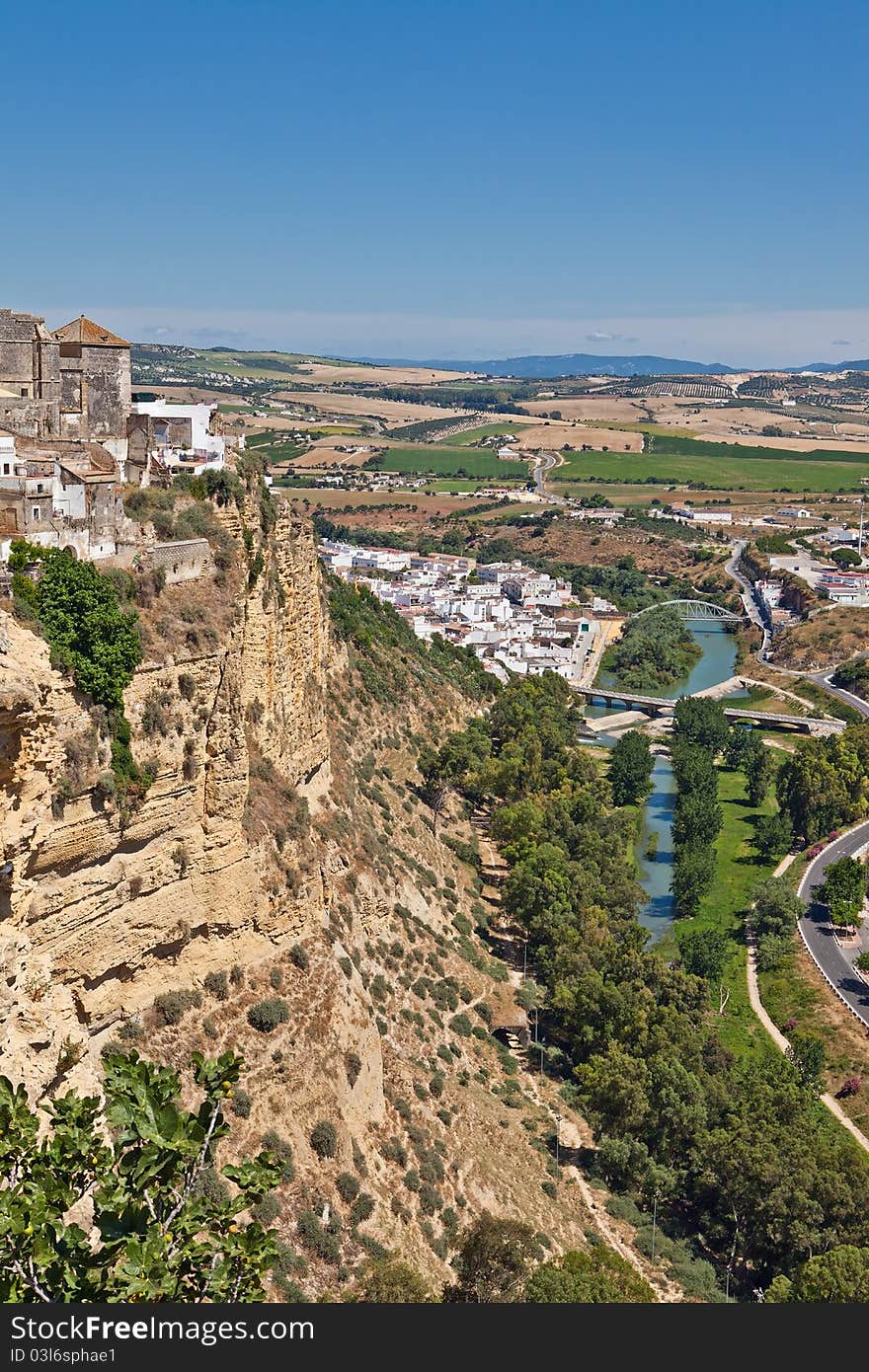 View of the large bridge in the town of Ronda, Spain