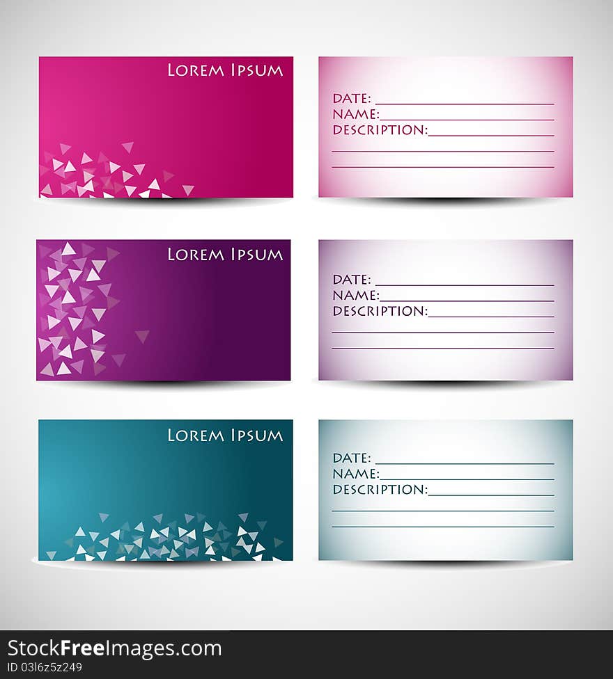 3 colorful business cards . 3 colorful business cards .