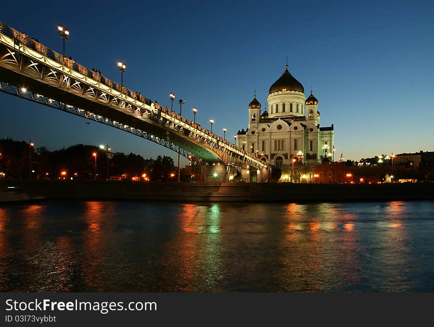 Night view of the Christ the Savior Cathedral